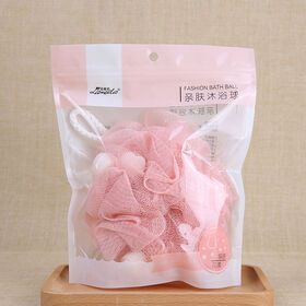 Lamiela Natural Body Scrubber Mesh Shower Bath Balls Sponge Loofah Bath Sponge Wipe Body for Exfoliating Custom Logo C049