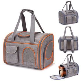 Cat Carrier, 4 Mesh Windows Small Dog Carrier, 4 Storage Pockets Cat Travel Bag, Rollable Cover for Nervous Cats