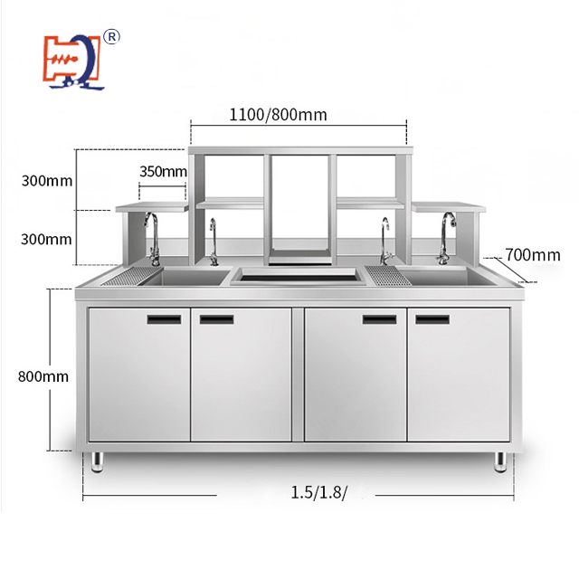 Wholesale Price Ss Stainless Steel Milk Tea Shop Bar Counter Work Table Customized