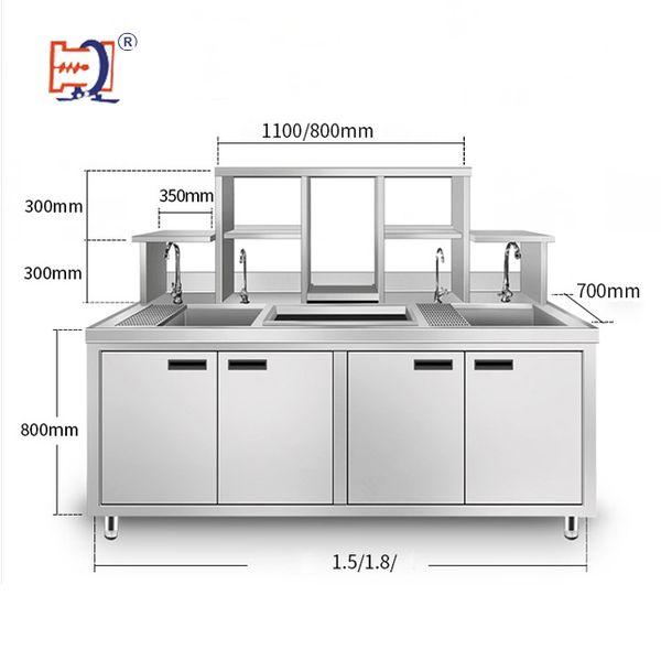 Wholesale Price Ss Stainless Steel Milk Tea Shop Bar Counter Work Table Customized