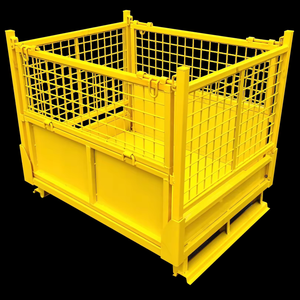 Steel Pallet Box Q235 Material Heavy 1200kg Warehouse Pallet Collapsible Metal Storage Cage Pallet Foldable Metal Box