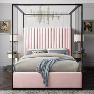 Luxury solid wood gold metal canopy bed queen size design bedroom furniture