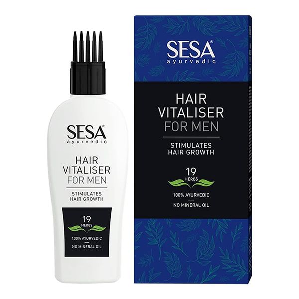 Sesa Ayurvedic Hair Vitaliser for Men for Hair Growth 19 Herbs + 11 Oils NO Mineral Oil  with Comb Applicator 100 ml