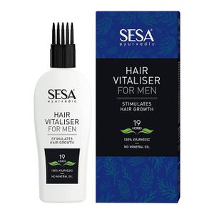 Sesa Ayurvedic Hair Vitaliser for Men for Hair Growth 19 Herbs + 11 Oils NO Mineral Oil  with Comb Applicator 100 ml