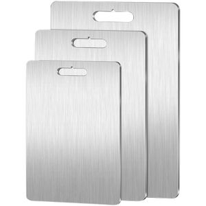 Household Custom Logo Fruit & Vegetable Tools Stainless Steel Metal Chopping Board Meat Cutting Board For Kitchen Gadget