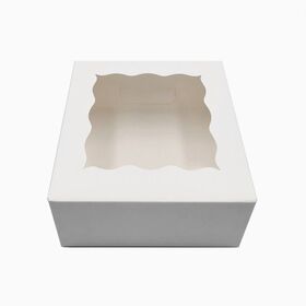 White Paper Bakery Box Square Cardboard Disposable Pastries Cookie Pie Cupcakes Cake Boxes with WindowPopular