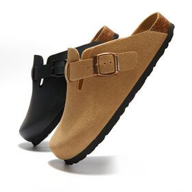 Classic Design Custom Clogs Shoes Women Men's Clogs Mules Cow Suede Leather Clogs Flat Anti Slip Slippers Mules