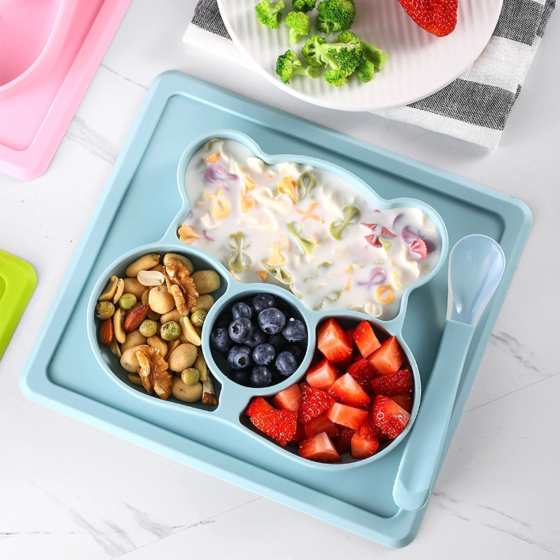 Dongguan Yujin Plastic Products Co., Ltd. Hight Quality Kids Dining Plate Silicone Baby Feeding Set Food Grade Baby Feeding Placement Tableware Dinner Set