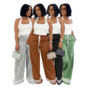 fall clothes 2024 women wide leg women's pants trousers high waist customized girls loose pants with side stripe