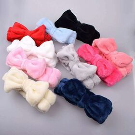 Soft Coral Fleece Elastic Bow Head Bands For Shower Washing Face