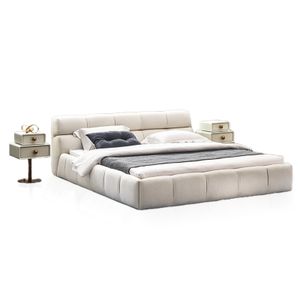 Custom Size Italia modern design bedroom furniture tufty bed chesterfield style upholstery leather fabric bed frame
