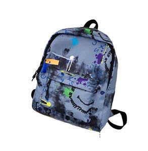 New style men and women graffiti print backpack Korean style trendy large capacity junior high school campus schoolbag wholesale