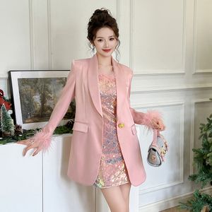 2024 Autumn and Winter Clothing New French Style Loose Satin Suit Mid-Length Age-Reducing for Women 20932