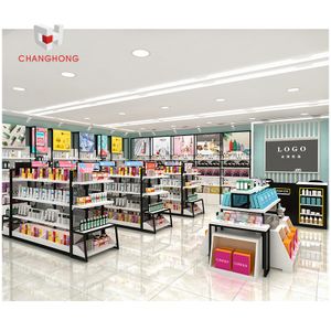 Hot sale simple multi-tier cosmetic skin care shop display rack with cabinet for beauty salon store