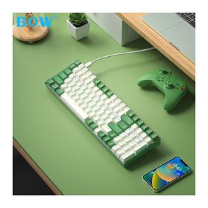BOW New Arrival hot swap ergonomic ABS keycaps USB cable type c wired gaming mechanical keyboard for computer laptop