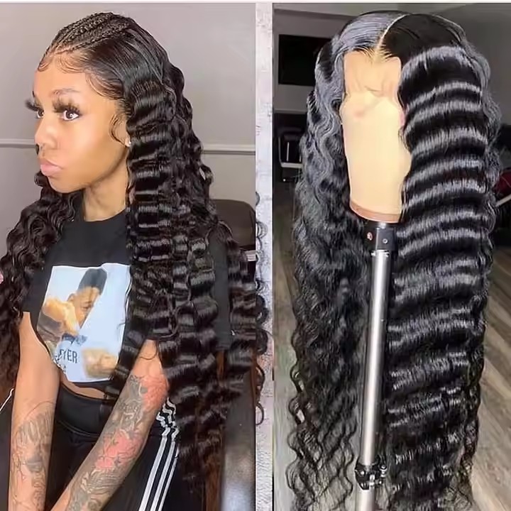 Xuchang Lifeiyang Trading Co., Ltd. Wholesale Swiss Lace 180 Density Pre Plucked Deep Wave Wig Raw Virgin Indian Human Hair 13x4 Hd Transparent Lace Frontal Wigs