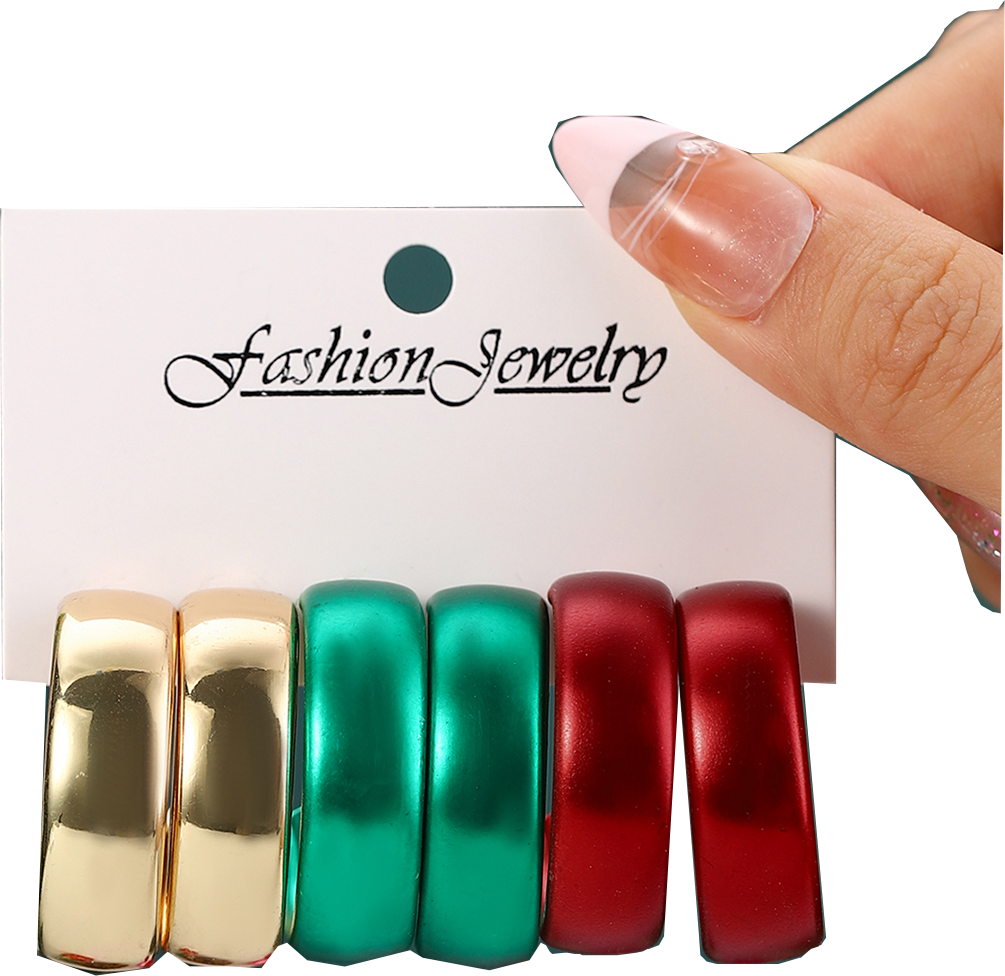 Yiwu Hushan E-Commerce Co., Ltd. 3pairs/set of new fashionable simple exaggerated C-shaped alloy earrings suitable for women's daily decoration gatherings