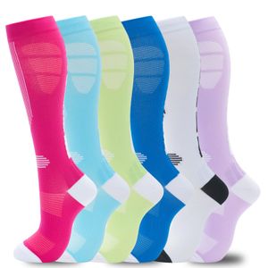 6 Pairs Knitted Compression Socks15-20 Mmhg Support Compression Knee-High Socks Outdoor Women Sport Compression Socks