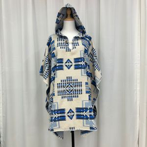 Wholesale Custom Fashion Unisex Western Vintage Aztec Printed Mexico Style Thick Cotton Hooded Ponchos Fall Winter Coat 2024