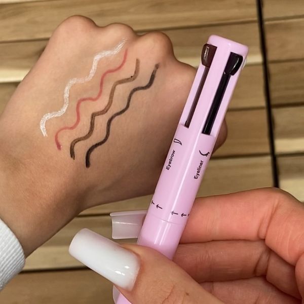 4 in 1 makeup pen eyeliner pencil brow pencil private label eyebrow highlighter lip liner pen
