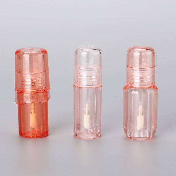Empty Plastic Lip Tint Tube Lip Glaze Container Clear Orange Cute Lip Gloss Tubes With Brush