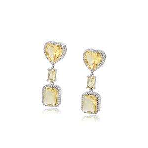 X000703536 Xuping Jewelry Trendy Stud Earrings Yellow Stone Platinum Plated Earrings Heart Shape Wholesale Earrings