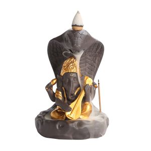 Ywbeyond  Home Yoga Aromatherapy Snake Gold Elephant Waterfall Censer God Genesha Ceramic Incense Burner Backflow