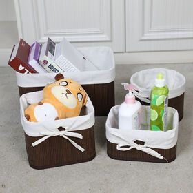 The Bamboo Storage Bin Shelves Storage Basket With Handles-for Organizing Baby Toys