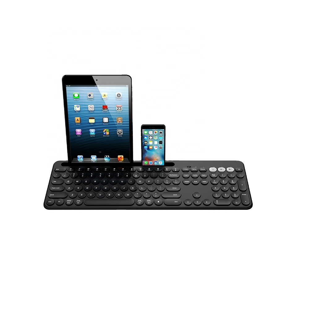 Dongguan Lingjie Electronics & Technology Co., Ltd. Full size Wireless BT keyboard with Tablet slot 2.4G+BT3.0+BT5.0 connection for computer laptop Mac Wireless BT keyboard