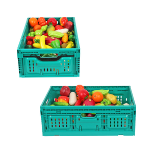 JOIN Agricultural Vented Mesh Plastic Moving Crate Fruit Foldable Plastic Crate Stackable Plastic Basket