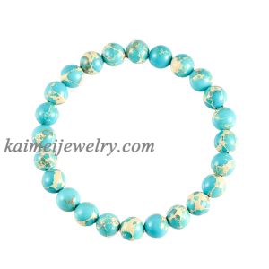 New Summer Style Stretch Men 8mm Natural Blue Imperial Jasper Stone Bracelets