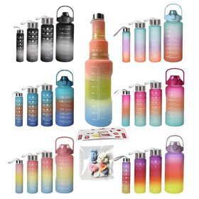 2023 New motivational water bottle 4 piece set big plastic jug and half gallon sports bottle 4 in 1 bpa free Water Bottle