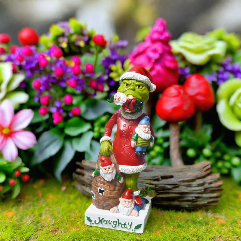Yiwu Fengzhi Crafts Co., Ltd. Fengzhi Factory Modern Christmas Green Monster Eater Decorative Resin Sculpture Creative Garden Ornament