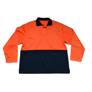 OEM Orange Black Color Contrast Long Sleeve Safety Polo Workwear Wholesale Hi Vis Polo Safety Shirts