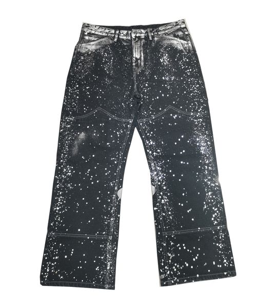 Custom silver wax bronze wax color denim jeans
