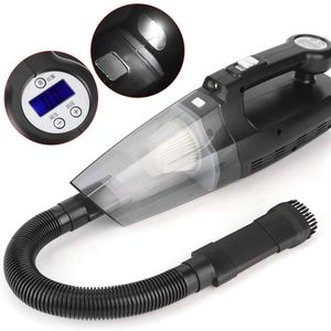 DC 12V 4in1 Handheld Portable Tire Inflator Portable Air Compressor With Digital Display LED Light Car Vacuum Cleaner