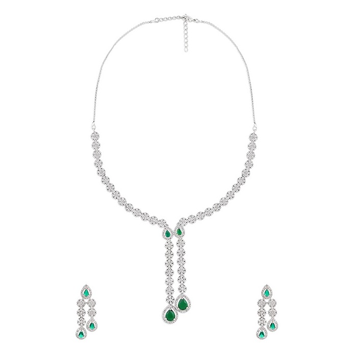 Top Quality Women Fashion Jewelry Crystal Pearl Drop Earrings Set American Diamond Bridal Earring Necklaces Jewellery Sets