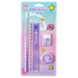 Cute Cartoon Colorful Stationery Set for Kids - Includes Pencil, Ruler, Eraser, Sharpener - Ideal School Supplies and Gifts