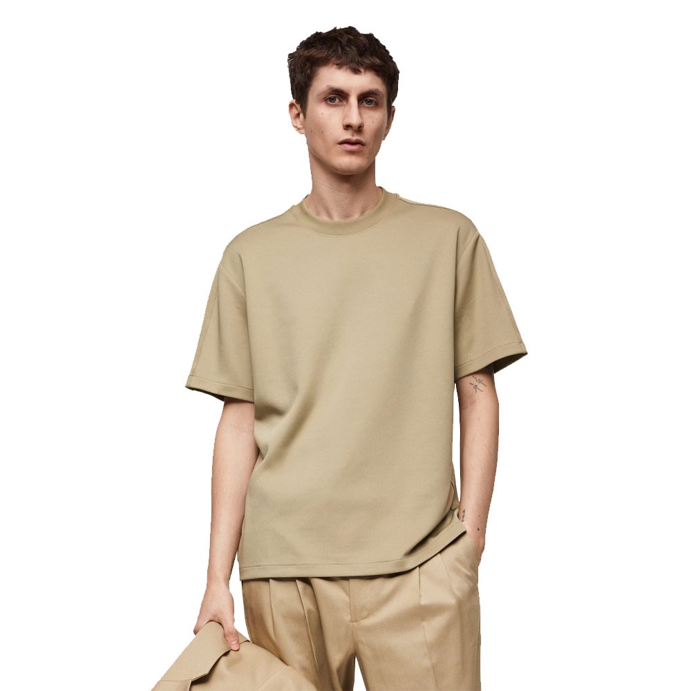 High Quality Bulk MOQ Men Brown Blank 100% Cotton Crewneck Drop Shoulder T Shirts With Custom Logo & Design For Sale