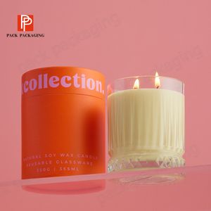 custom rigid kraft paper candle box candle jar  paperboard paper tube with round boxes packaging for candle