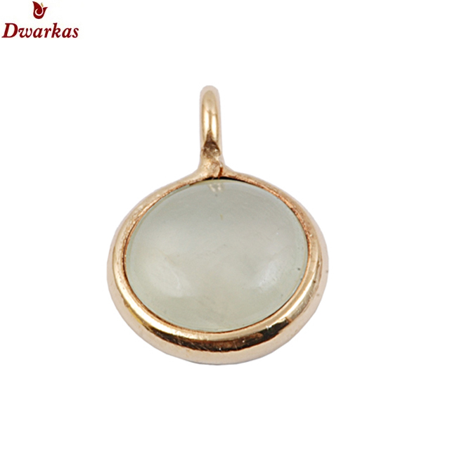 Men's natural prehnite pendant charm sterling silver 925 bezel setting drop cabochon stone handcrafted Indian gemstone jewelry