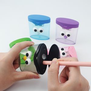 Flip-type large funny cartoon big eyes multi-function non-dirty hands Learning Office double-hole pencil sharpener