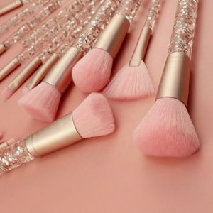 Crystal Makeup brush set 15 pcs synthetic hair glitter makeup brush set beadable makeup brush