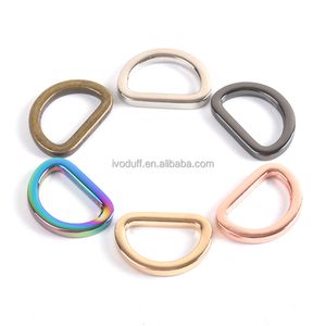 Ivoduff handbag flat d rings for webbing 20mm 25mm 32mm 38mm metal alloy d-ring straps hardware