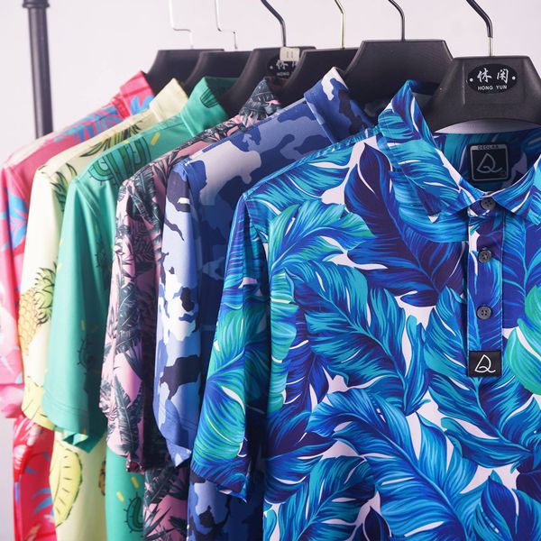 Oem Custom logo 88% polyester 12% spandex digital printed golf polo sublimation quick dry knit golf tshirts polo shirt for men