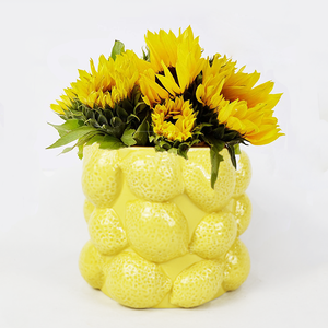 Nordic lemon Vases Unique Products Foreign Trade Flower Utensils Relief Glazed Ceramic Vases Creative Design Home Furnishings