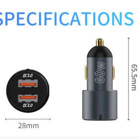 30W QC3.0 car charger , charging laptop and tablet and phones in car, 30W for each ports