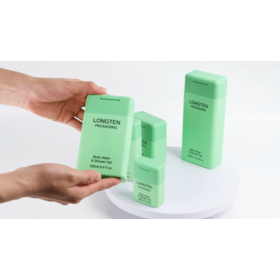 Wholesale Custom Cosmetic Body Wash Soap Plastic Bottle body Rectangle Hdpe Squeeze pump Shampoo Lotion Bottle with Flip Top