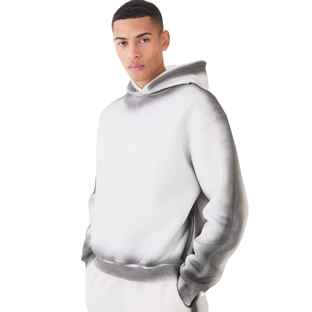 AL FARAJ Latest Fashion Men White Spray Washed Pullover Soft Fleece Hoodies Men Breathable Streetwear Casual Oversized Washed Hoodies