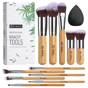 Eco-friendly Bamboo Makeup Brushes 11PCS Wholesale Private Label Vegan Bamboo Handle Makeup Brushes Sponge Set